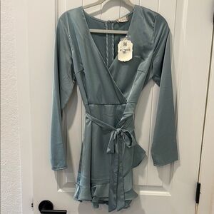 Altar'd State Teal Wrap Jumpsuit